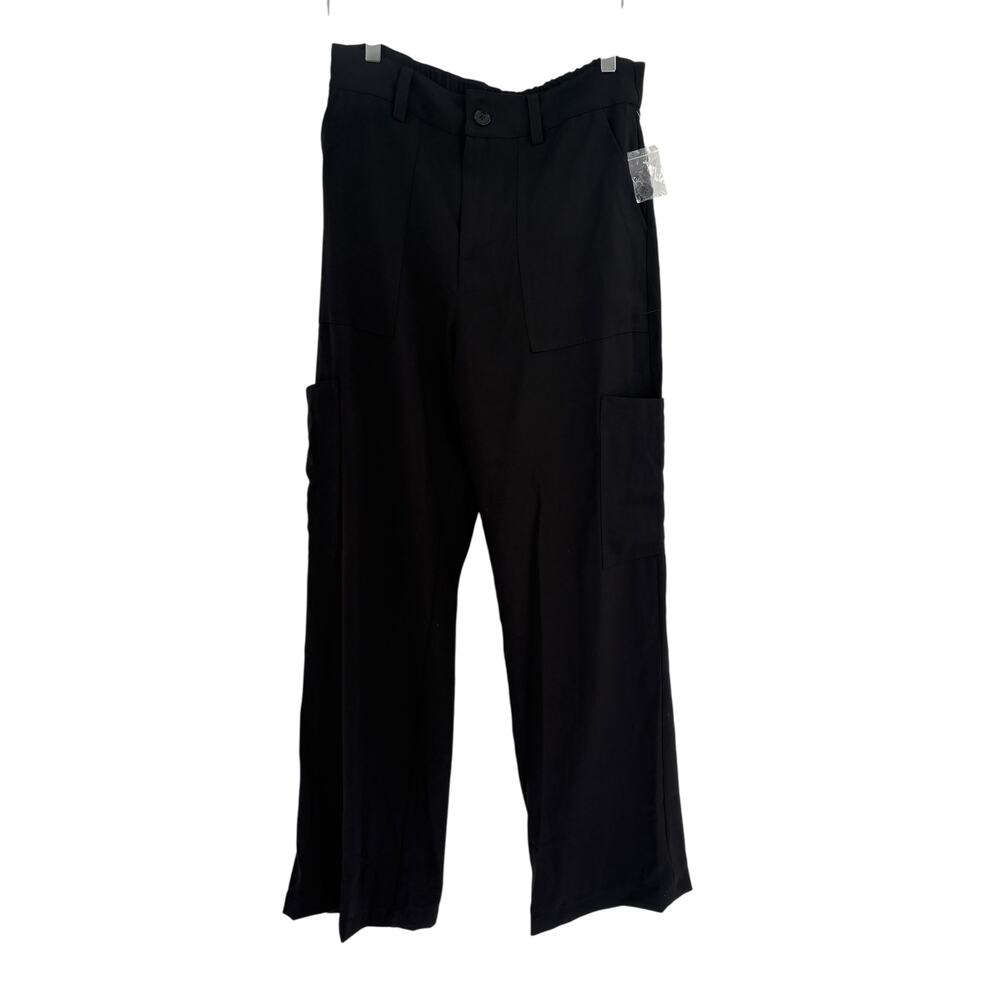 SANCTUARY Pants Size L NEW Black Gina Wide Leg Cargo High Rise High Waist - Picture 3 of 5